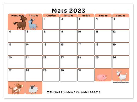 Kalendere Mars 2023 Michel Zbinden No