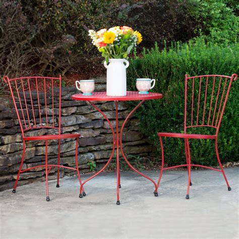 Arlington House Red Wrought Iron 24 Round Outdoor Bistro