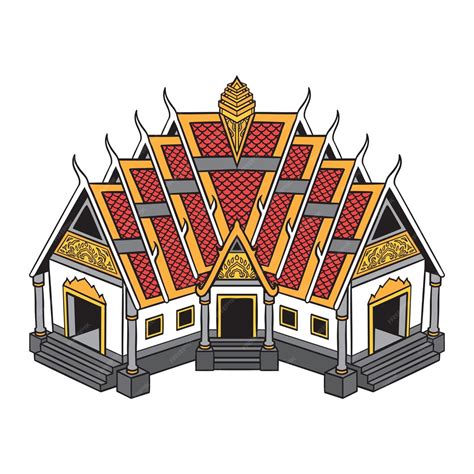 Premium Vector Thai Temple Cartoon Vector