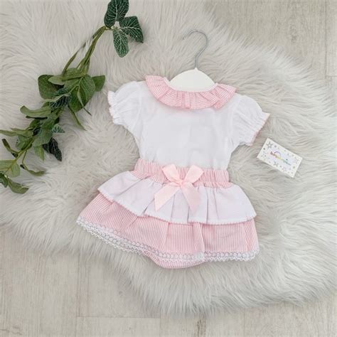 Baby Girls Pink And White Stripe Outfit