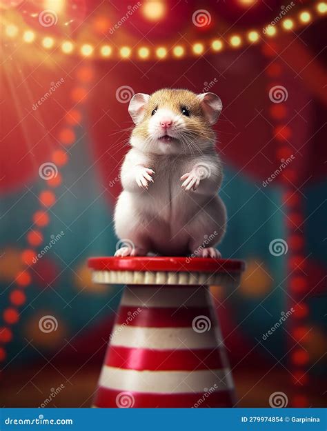 Illustration Of Cute Hamster Tightrope At The Circus Colorful Circus