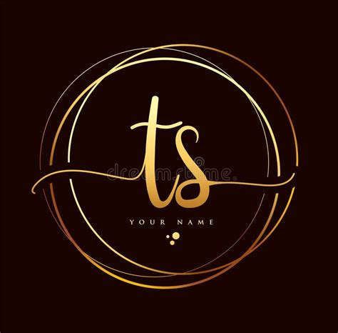 Ts Initial Handwriting Logo Golden Color Hand Lettering Initials Logo