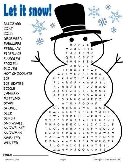 Printable Esl Winter Word Search ️ ️ ️ Ittt