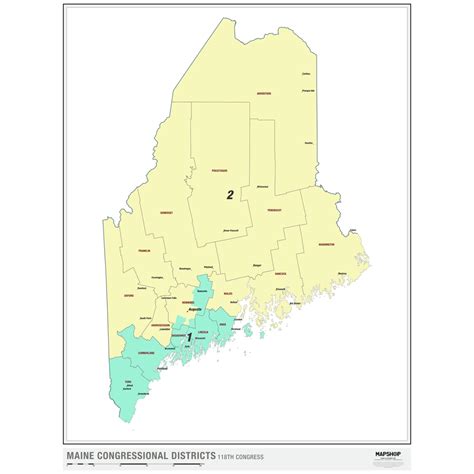 Maine 2022 Congressional Districts Wall Map By Mapshop The Map Shop