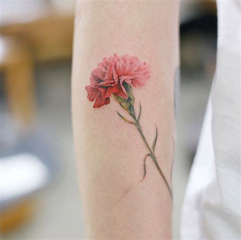 Carnation Tattoo On The Forearm