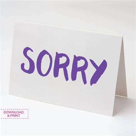 Sorry Printable Card Calligraphy Card Printables Greeting Etsy