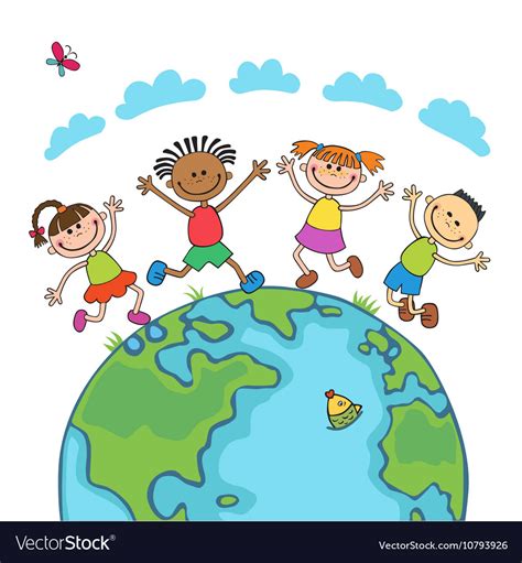 Globe Kids Children Earth Day Royalty Free Vector Image
