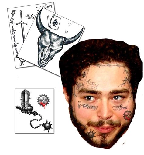 Updated Post Malone Inspired Face Temporary Tattoos Etsy