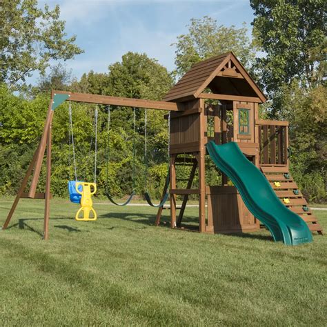 Tioga Fort Wooden Play Swing Set Play Swing Set Swing Set Wooden