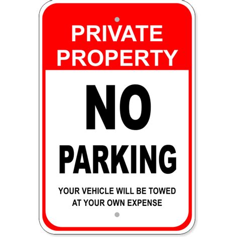 Private Property No Parking Aluminum Sign 18 X 12 Hc Brands