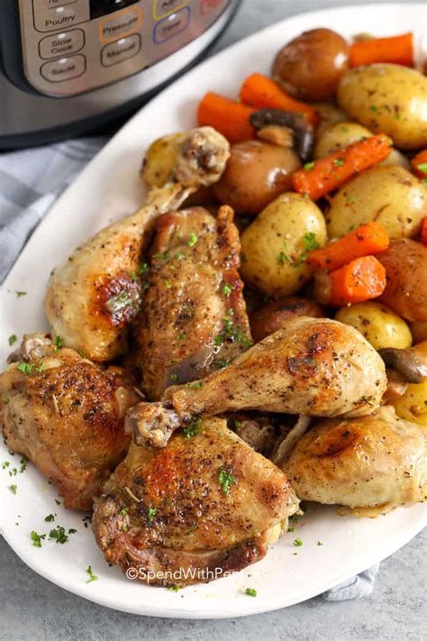 The pressure cooker works its magic and with just a little bit of water, a simple seasoning of salt, pepper, and garlic powder, you get incredibly flavorful chicken, ready to be used in all of your favorite recipes. Instant Pot Chicken and Vegetables {30 Min Meal ...