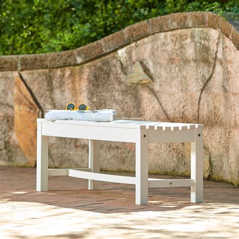 Shine Company 4 Ft Outdoor Backless Plastic Bench White Walmart
