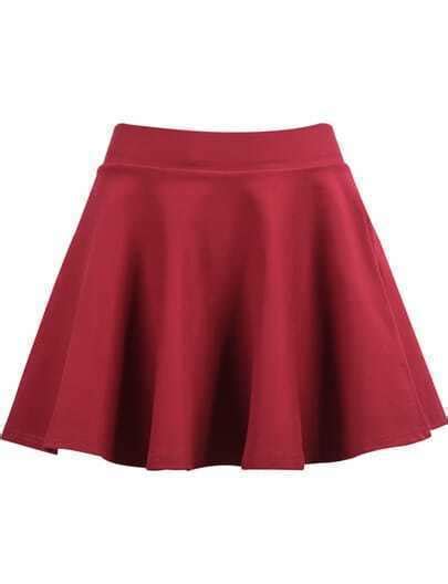 red flare knit skirt shein sheinside