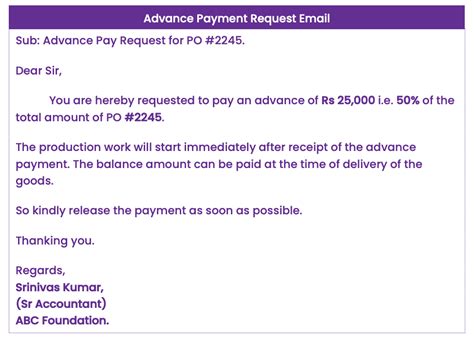 Request Letters For Advance Payment Against Purchase Order Attachment