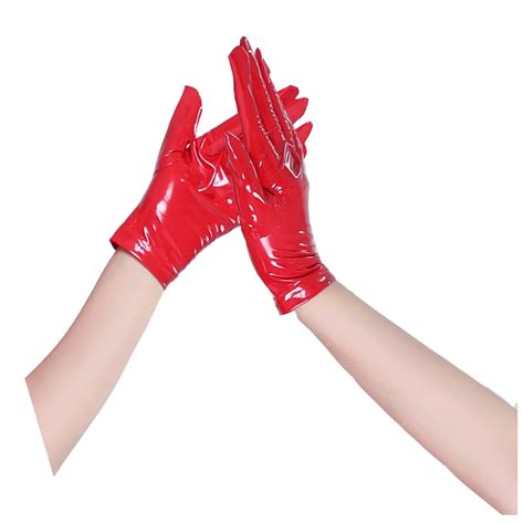Sexy Women Patent Leather Longshort Gloves Pvc Wet Look Ladies Shiny
