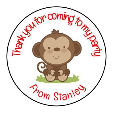 Cute Monkey Personalised Thank You For Coming To My Birthday Etsy