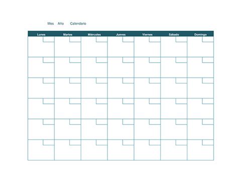 Calendario Mensual En Blanco