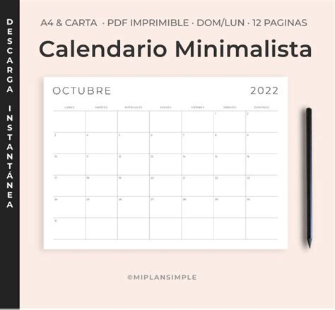 Calendarios 2022 Para Imprimir Pdf Gratis Miplansimple
