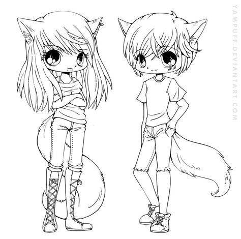 Your child is sure to find a few friendly faces in this batch of free animal coloring pages. Aliex and Kiyo Lineart by YamPuff on deviantART | Mermaid ...