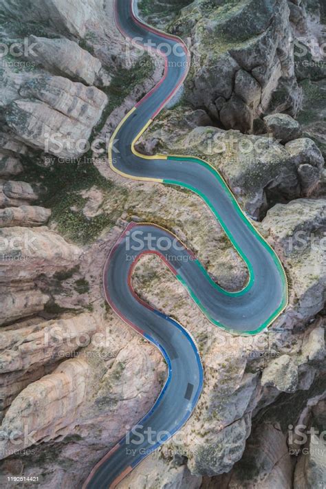 Aerial View Of A Steep Mountain Road Stock Photo Download Image Now