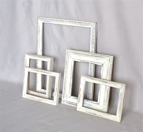 Shabby Chic White Wooden Distressed Frames Set Of 5 3700 Via Etsy
