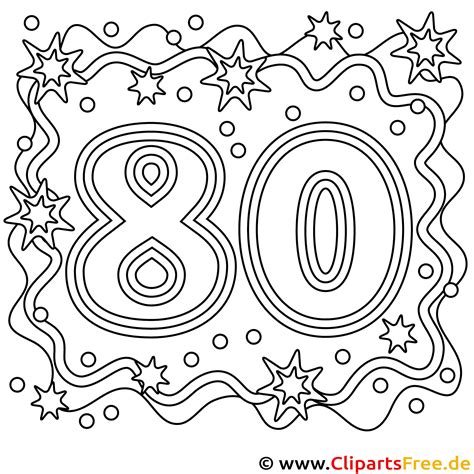 Coloriage Pour Le 80e Anniversaire