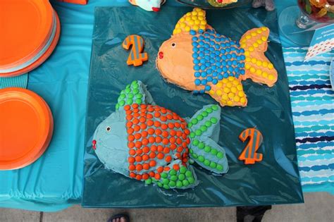 2 Fishes Birthday Cakes Fishing Themed Birthday Party Fish Cake