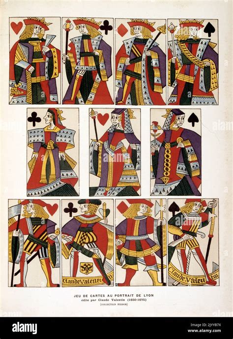 Coloured Illustration Of Playing Cards Depicting Portraits Of Lyon