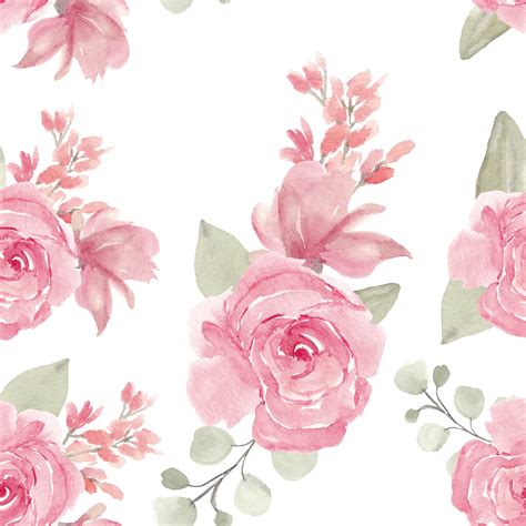 Watercolor Hand Painted Pink Rose Seamless Pattern 1211716 Vector Art