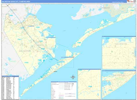 Galveston Texas City Metro Area Tx Zip Code Maps Basic