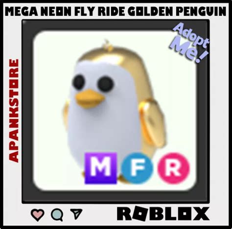 Roblox Adopt Me Mega Neon Fly Ride Golden Penguin Eur 2347 Picclick Fr