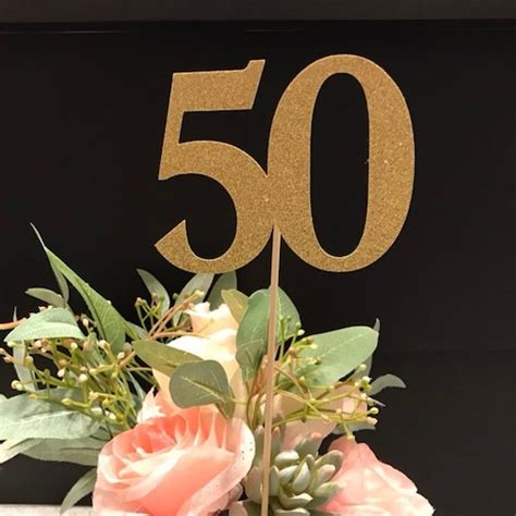 50th Birthday Centerpiece Glitter 50th Birthday Decoration Etsy
