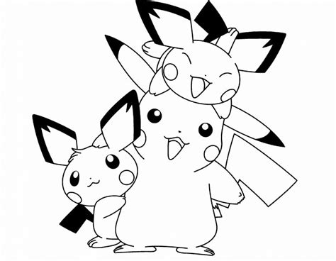 Pokemon Pikachu And Two Friends Are Cute Coloring Page à Coloriage