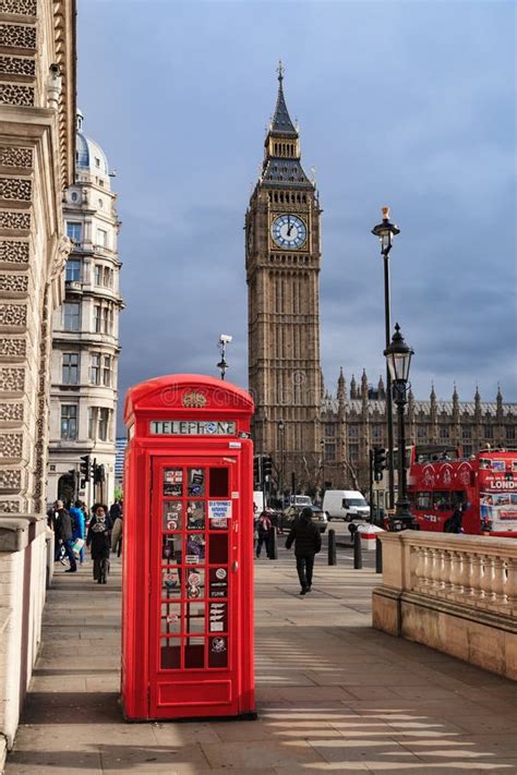 Rote Telefonzelle Und Big Ben London Großbritannien Stockbild Bild