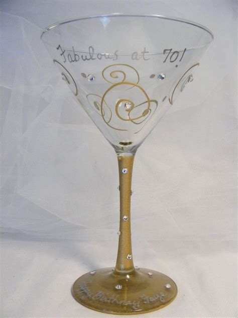 Birthday Martini Glass For Fabulous Golden Girl 50th Or 60th Etsy Birthday Martini Martini