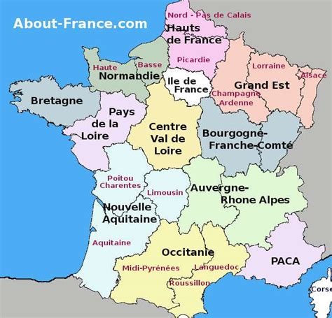 Carte de france avec les régions. France regions map - About-France.com