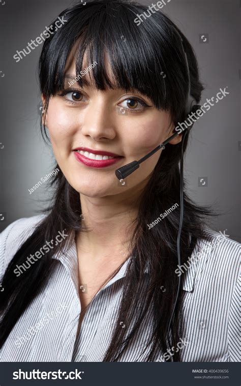 Studio Shot Attractive Female Call Center Stock Photo 400439656