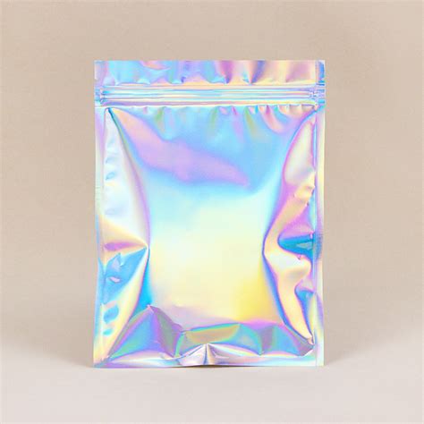 Three Side Sealed Aluminum Foil Ziplock Bag Hologram Laser Pouch With