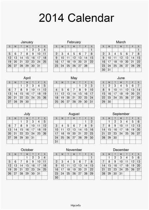 A4 Paper Size Calendar 2014 Free Download 150 Dpi