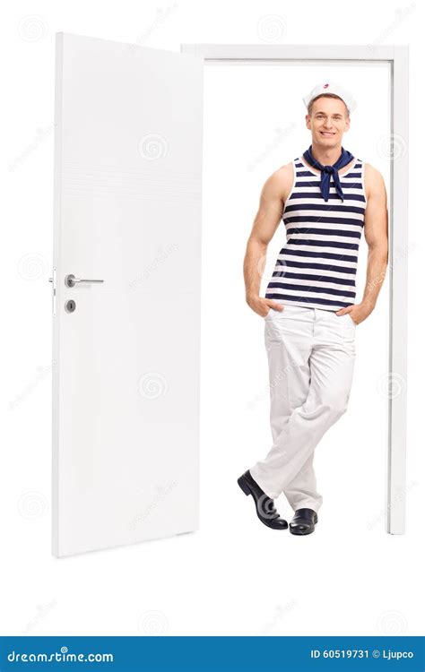 Sailor Leaning Against The Frame Of An Open Door Stock Image Image Of