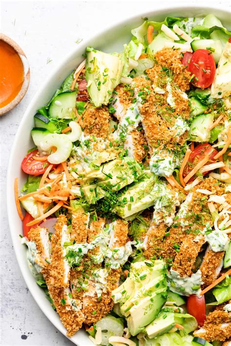 Crispy Buffalo Ranch Chicken Salad All The Healthy Things
