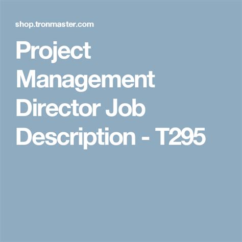 The cash management associate is responsible for the data entry of cash receipts and related payment research, certain treasury activities such as wire transfer creation or approval, and other tasks… Project Management Director Job Description - T295 ...