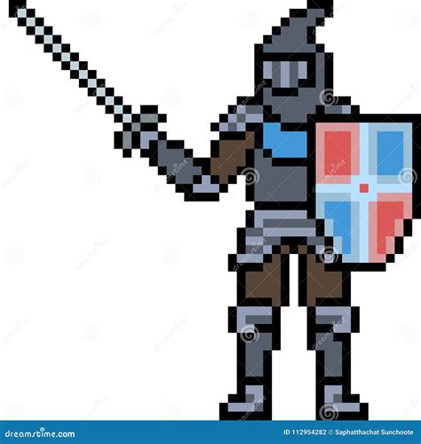 Vector Pixel Art Knight Medieval Stock Vector Illustration Of