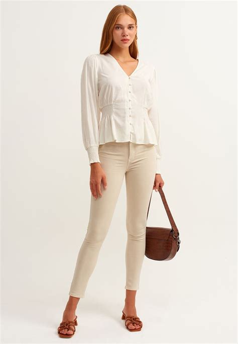 Beige Skinny Pants With Recovery Effect Online Shopping Oxxoshop