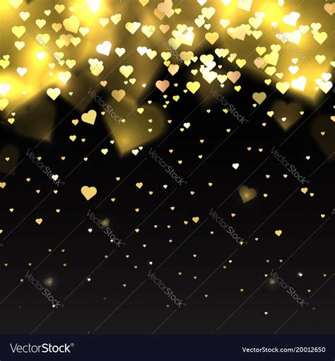 With Gold Glitter Hearts On A Dark Background Vector Image
