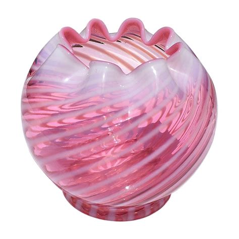 Round Pink Flashed Cranberry Art Glass Peppermint Swirl Vase Art Deco For Sale At 1stdibs