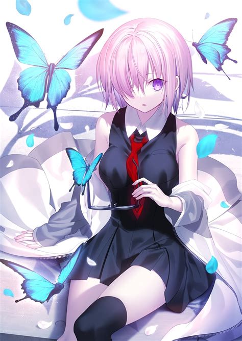 Insect Purple Eyes Anime Girls Fate Series Tie Anime Butterfly Fate Grand Order