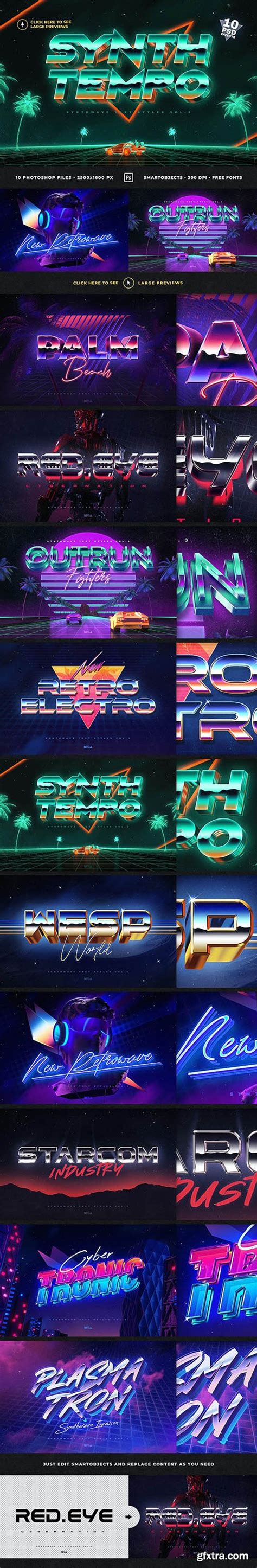 Graphicriver 80 S Retro Text Effects Vol3 Synthwave Retrowave