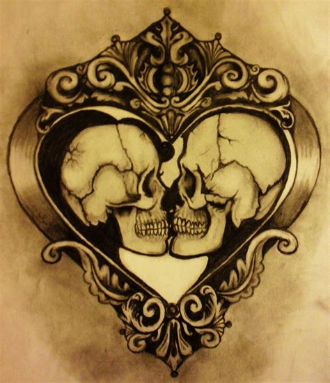 On Deviantart Heart And Skulls Tattoo