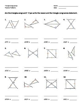Side side side(sss) angle side angle (asa) side angle side (sas) angle angle side (aas) hypotenuse leg (hl) cpctc. 28 Geometry Worksheet Congruent Triangles - Worksheet ...